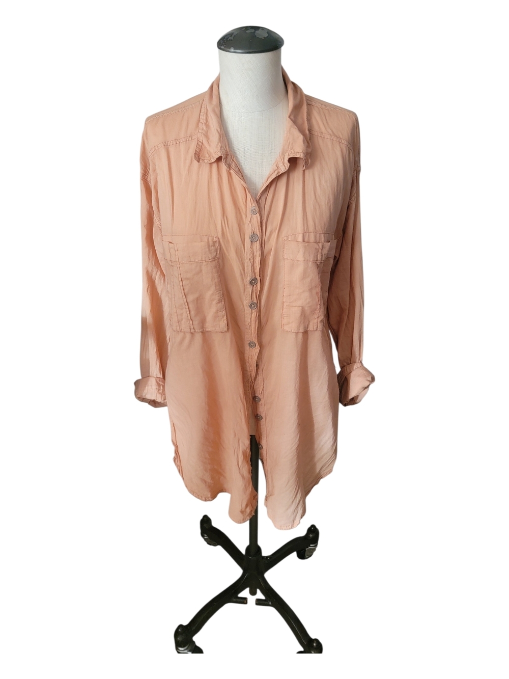 We The Free Peach Button-Up Top